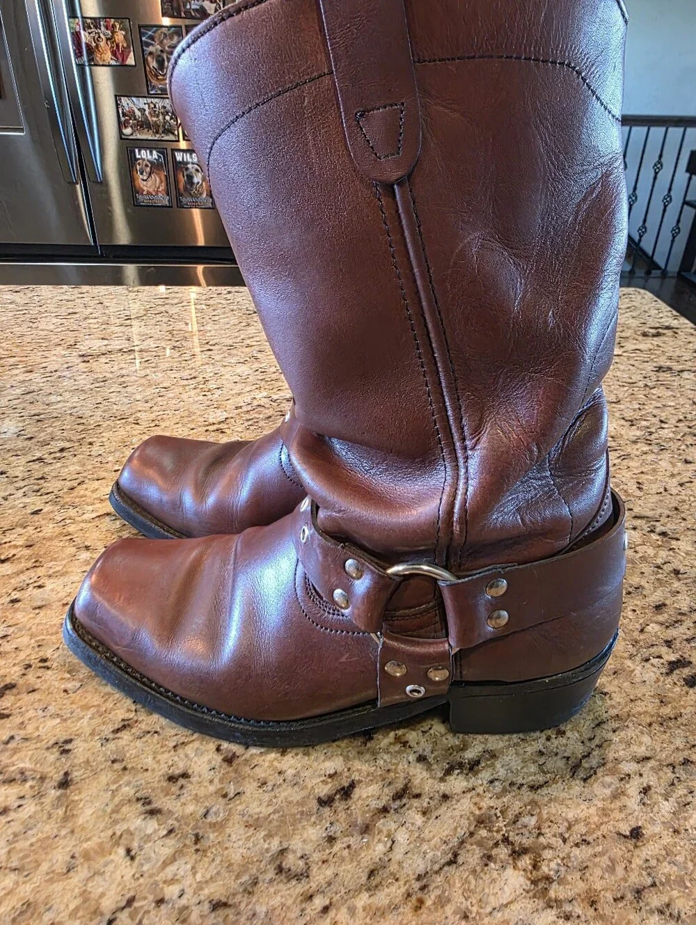 Men's Brown Leather Western Boots - USA Made Bermnas